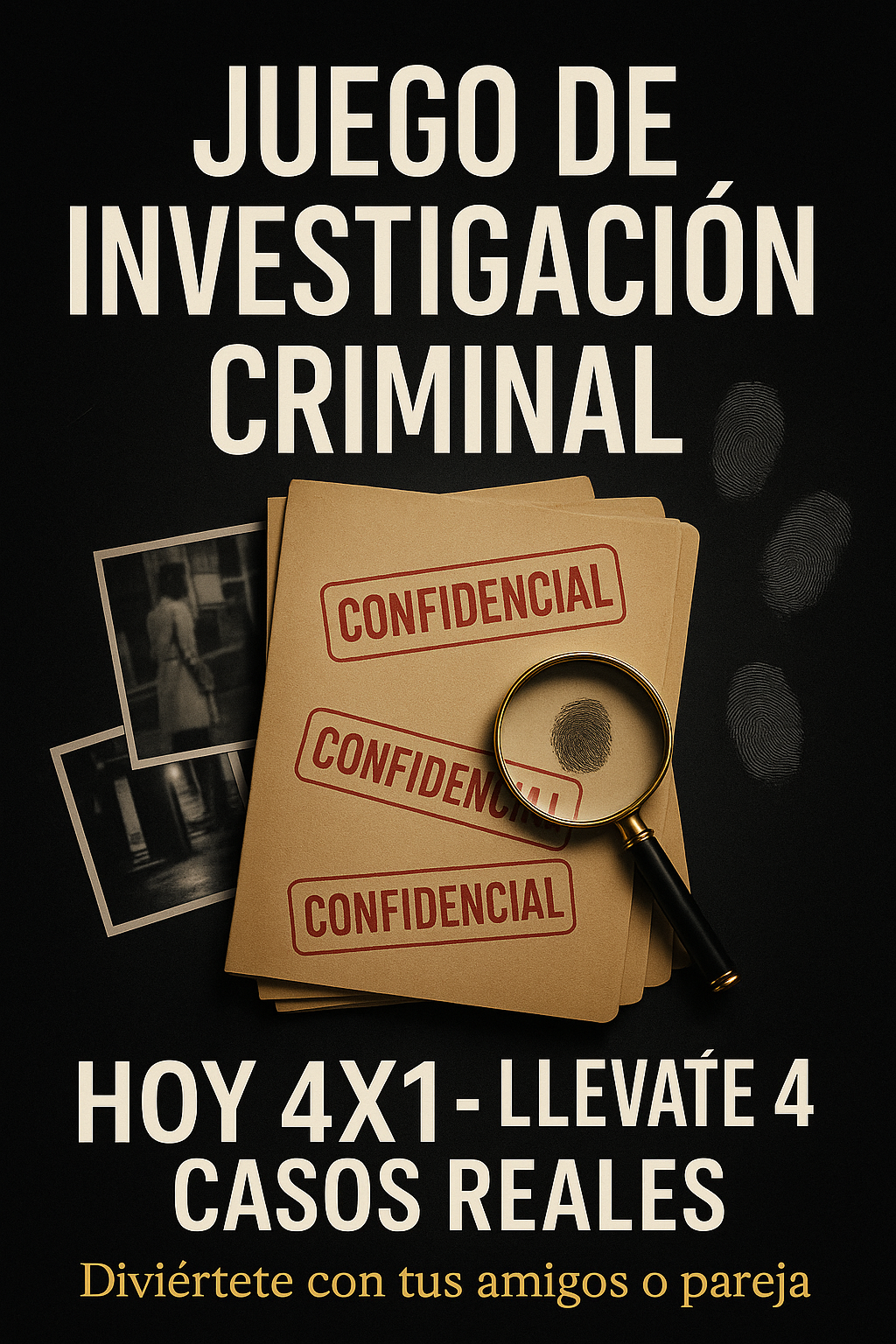 JUEGO DE INVESTIGACIÒN - HOY 4X1 LLEVATE 4 CASOS REALES + 1 BONUS DE REGALO